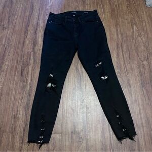Judy Blue Black animal print distressed jeans 11 30 raw hem great condition